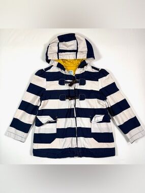 OLD NAVY Kids' Navy Nautical Stripe Toggle Raincoat Fleece Lined Coastal Size 5